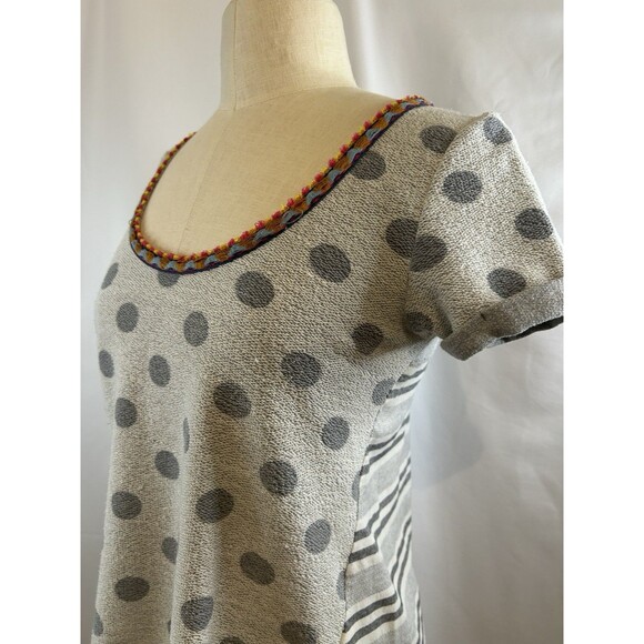 Anthro Akemi + Kim Grey Polka Dot Striped Short Sleeve Size XS - Picture 9 of 12